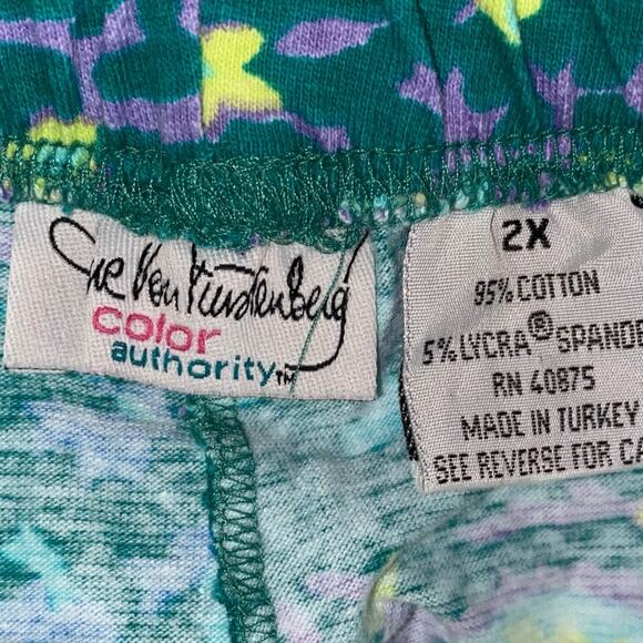 Diane Von Furstenberg DVF Color Authority Knit Pant Jade Paisley MINT COND 2X - Picture 9 of 10